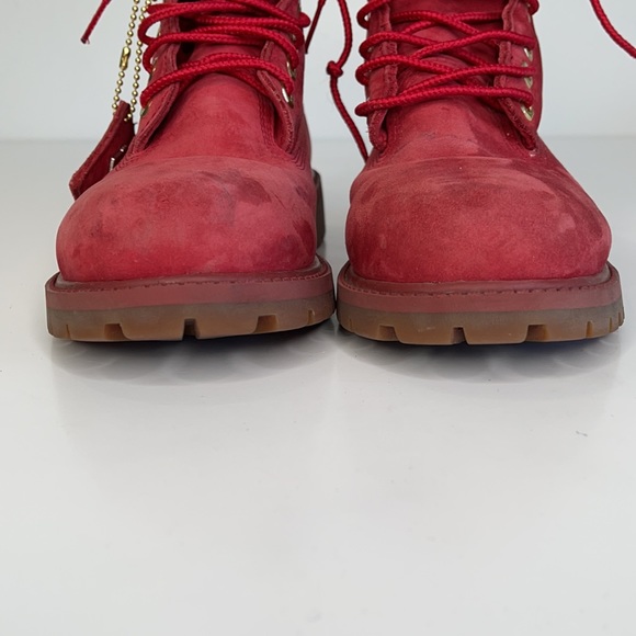 Timberland Suede leather waterproof hiking boot red Kids US 2 - Picture 3 of 15
